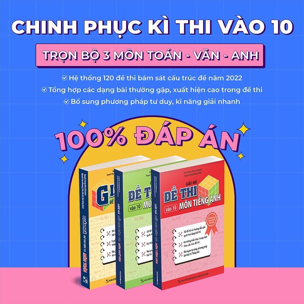 Lớp 9 - Giải mã đề thi vào 10 môn Tiếng Anh - 30 đề thi chọn lọc, Hệ thống kiến thức ngữ pháp, ngữ âm, Chinh phục 8+