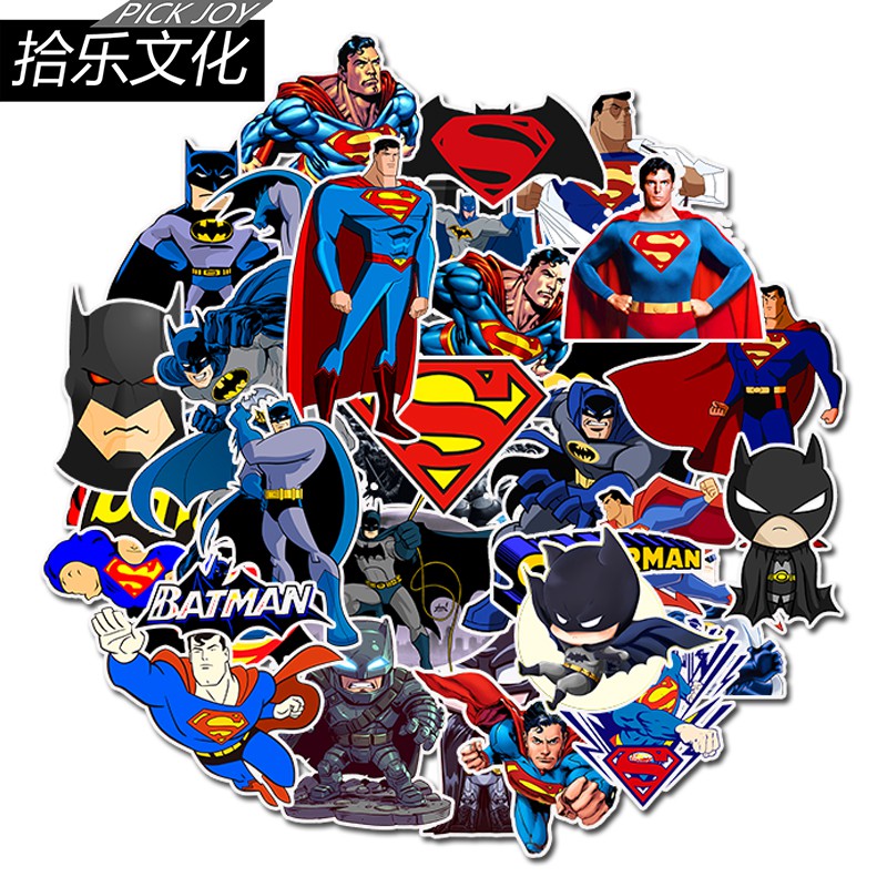 Bộ 45 miếng dán graffiti hình Superman/Batman cổ điển dễ thương