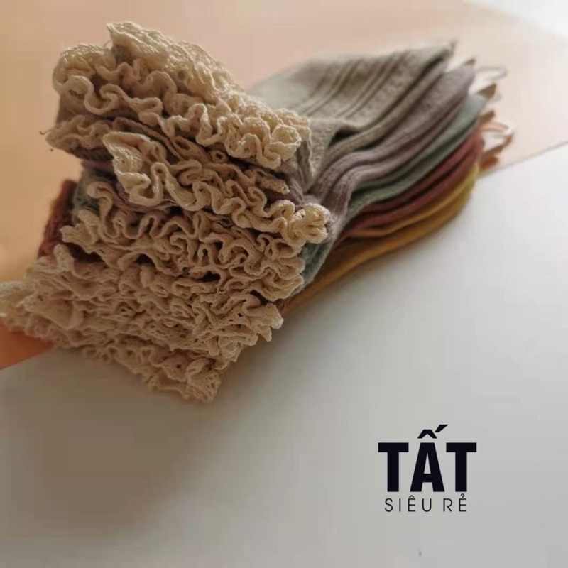 Tất Cổ Ngắn Nữ Hoạ Tiết Ren Len Gân Hàn Quốc - Tất Siêu Rẻ