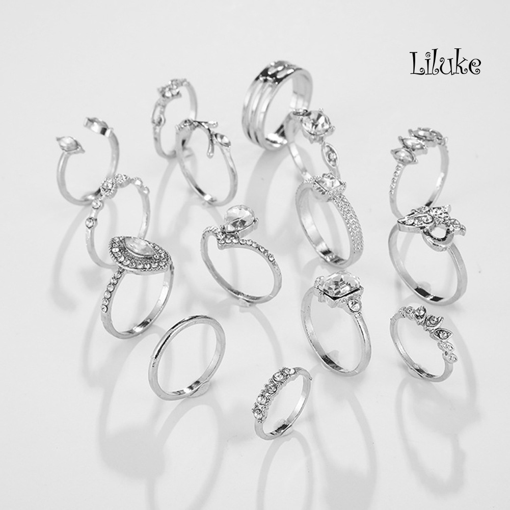 Bộ 15 Nhẫn Hợp Kim Trang Trí Đá Phong Cách Bohemian Cho Nữ