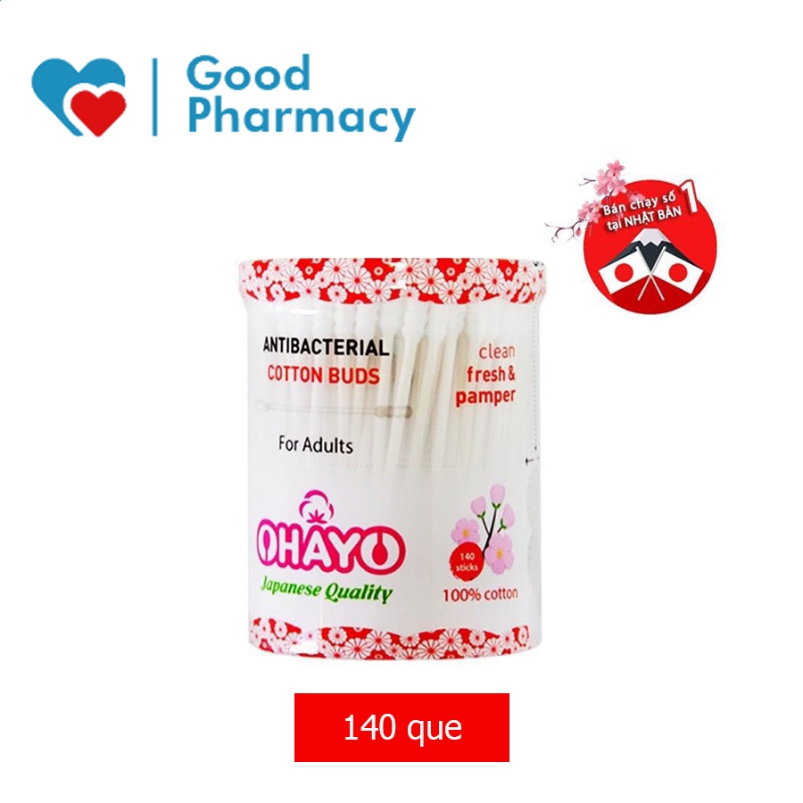 Tăm bông Ohayo thân giấy cho người lớn 1 đầu xoắn 1 đầu tròn - Lọ 140 que