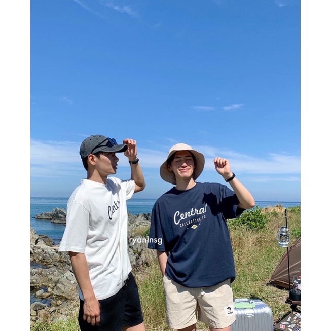 RYAN - Áo thun nam CENTRAL ngắn tay màu trắng vải cotton cổ bo tròn thương hiệu RYAN form rộng phong cách Hàn