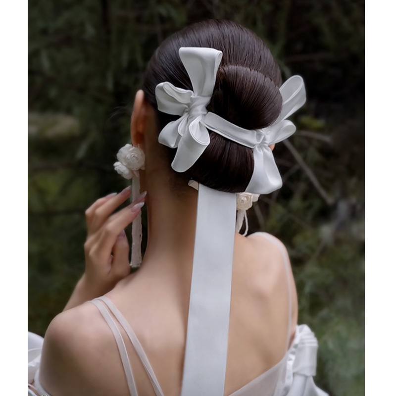 Băng Đô Cài Tóc Đính Nơ Phong Cách Vintage Cho Cô Dâu