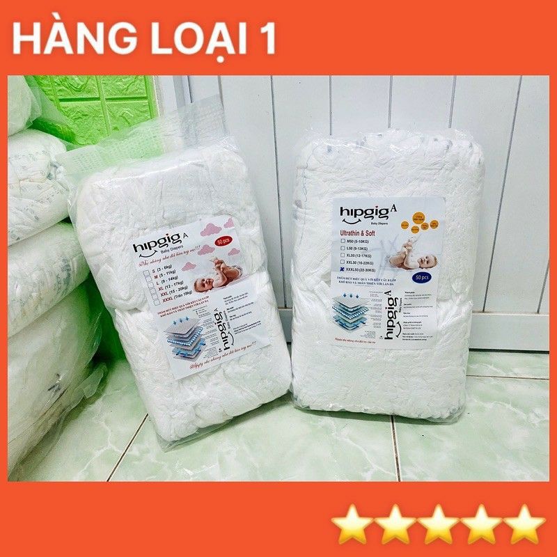 Combo 100 Bỉm trần Hipgig A(Loại 1) xuất Nhật size M100/L100/XL100/XXL10