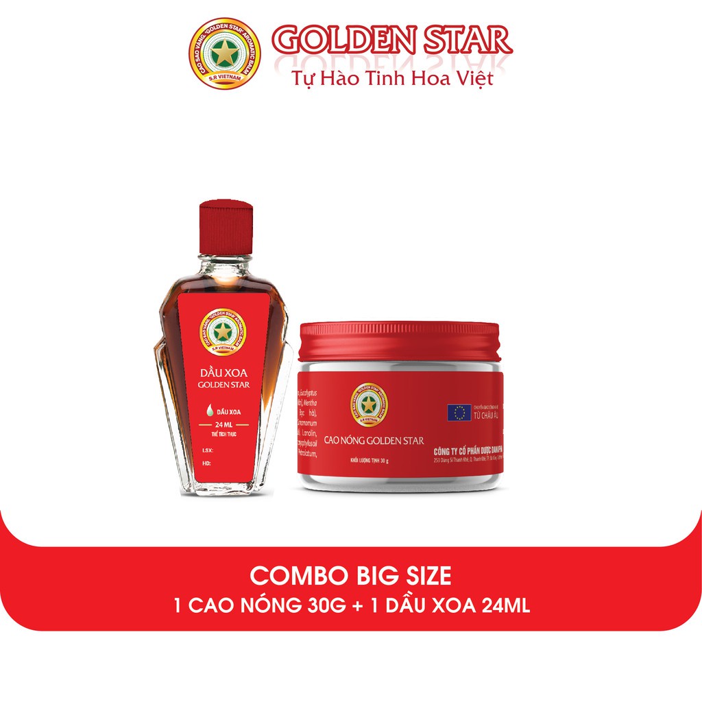 Bộ đôi Dầu gió 24ml và Cao sao vàng Golden Star 30g
