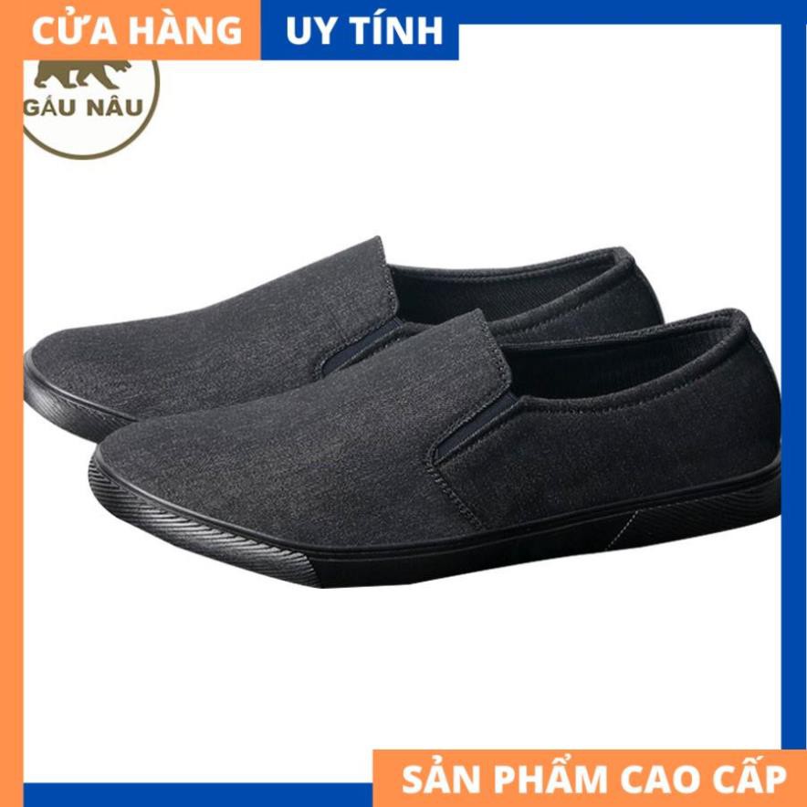 Giày lười vải nam đen đế trắng siêu đẹp VP361 Gấu Nâu [HÀNG CAO CẤP] | WebRaoVat - webraovat.net.vn