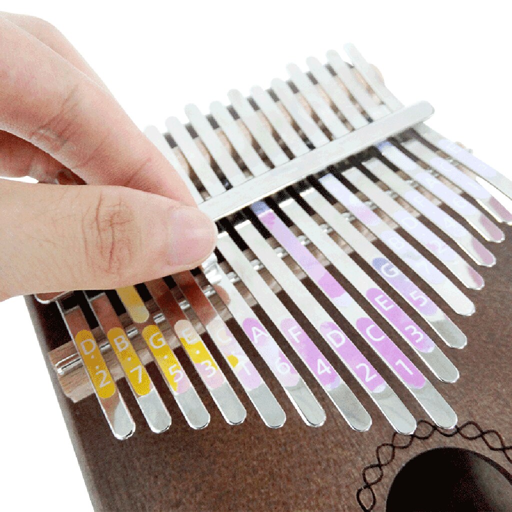 Hình dán quy mô tự làm kalimba bắt đầu với trang trí ngón tay cái piano 17 hình dán phím cho người mới bắt đầu phụ kiện nhạc cụ đầy màu sắc