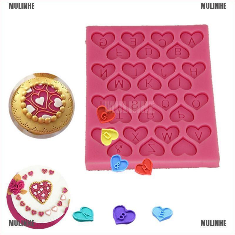 Khuôn Silicone Tạo Hình Chữ Cái / Trái Tim 3D Trang Trí Bánh Kem DIY