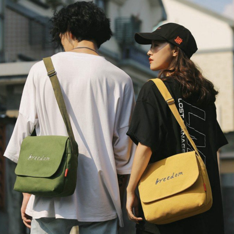 Túi xách đeo chéo bằng vải canvas phong cách Hàn Quốc ulzzang cá tính cho nam
