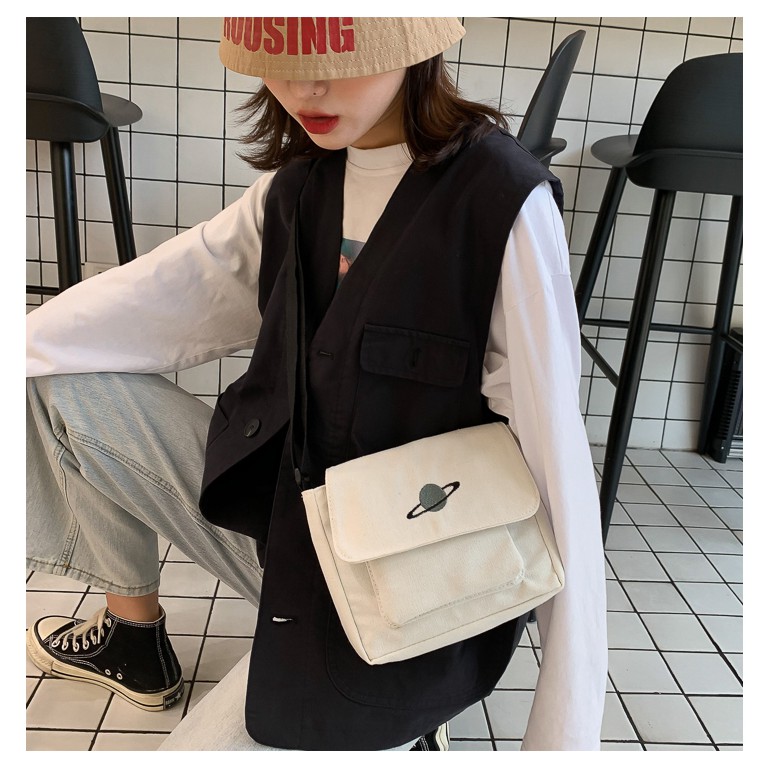 Túi Vải Canvas Đeo Vai Phong Cách Hàn Quốc Dành Cho Nam Nữ - Túi Tote Đeo Chéo Unisex | BigBuy360 - bigbuy360.vn