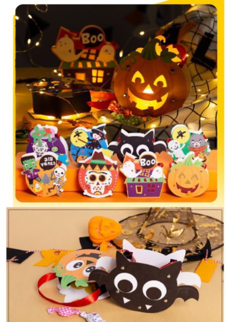 ĐÈN LỒNG HALLOWEEN HÌNH GIỎ XÁCH + ĐÈN NHÁY 7 MÀU