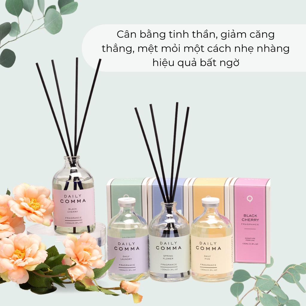 Tinh dầu thơm khuếch tán que mây DAILYCOMMA - BST Mini diffuser 100ml giúp thơm phòng, khử mùi