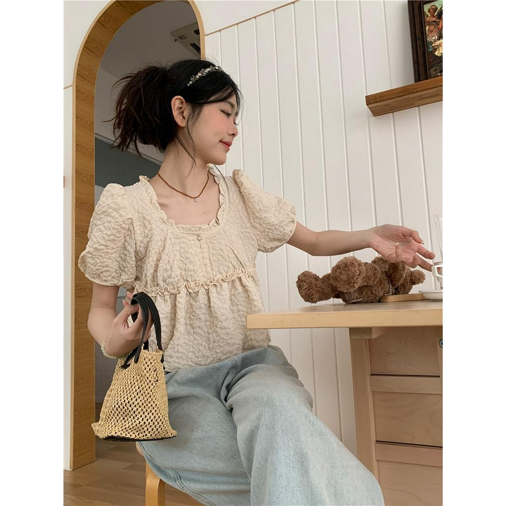 Áo Sơ Mi Vải Jacquard Ngắn Tay Thời Trang Sành Điệu 63064