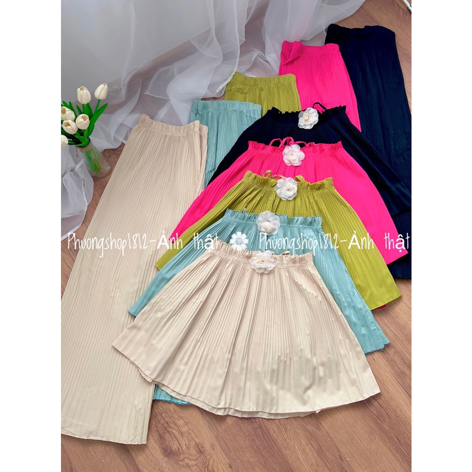 Sét Bộ Áo Trễ Vai xếp ly tầng kèm quần ống rộng,hàng loại 1 [ Ảnh-Video Thật ] Phuongshop1812