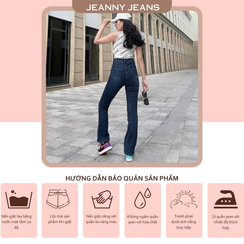 Quần jean ống loe Jeanny Jeans nữ lưng cao trơn dài co giãn chất đẹp hàng cao cấp  LY0883