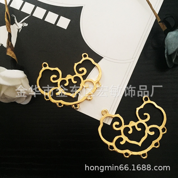 (1 cái)Phiến đúc kim loại họa tiết 45*37mm, Nguyên liệu làm trang sức cổ trang, Nguyên liệu diy