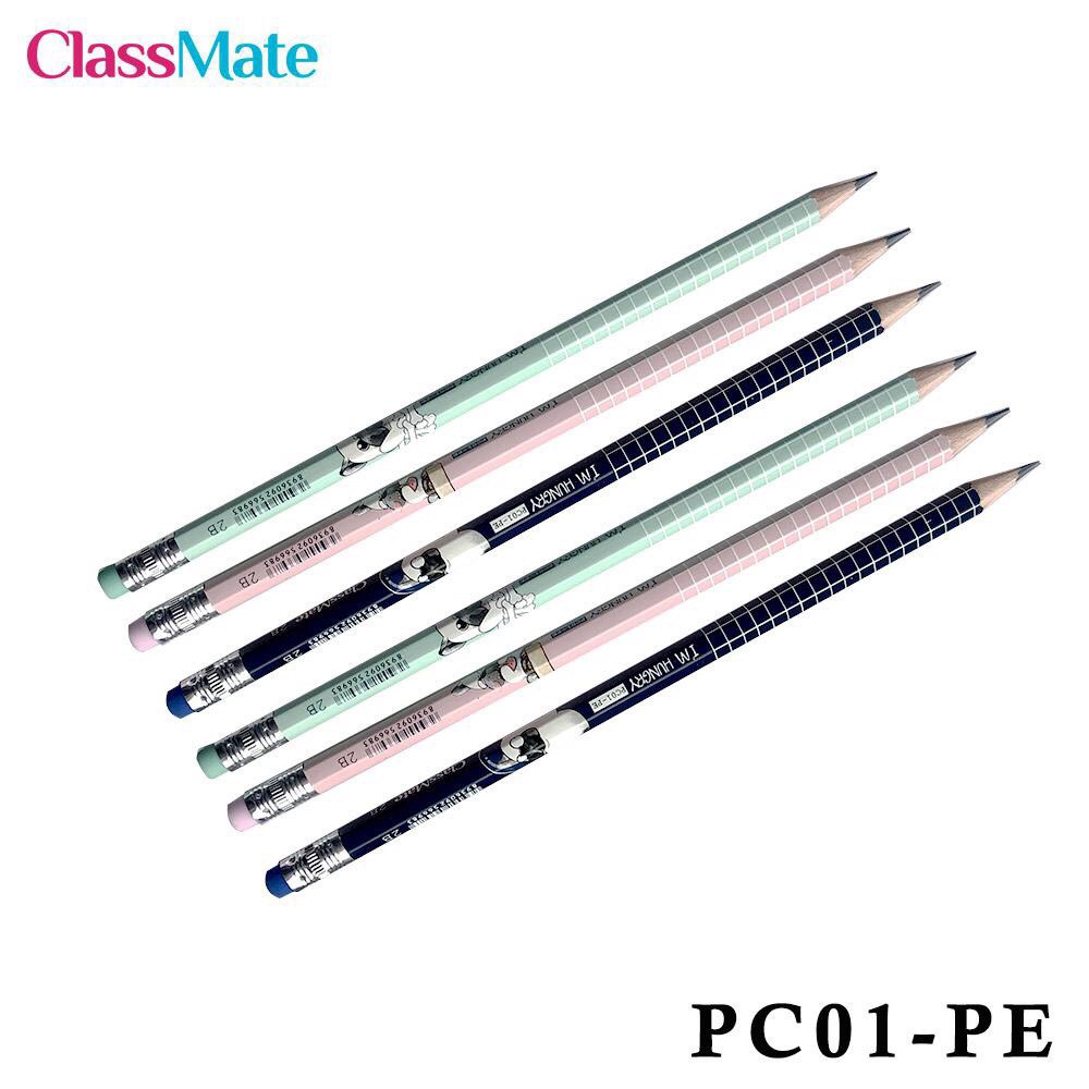 Combo 3 chiêc Bút chì Gỗ 2B có đầu tẩy Classmate Pets CL PC01PE