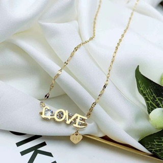 Dây chuyền titan Love mạ vàng