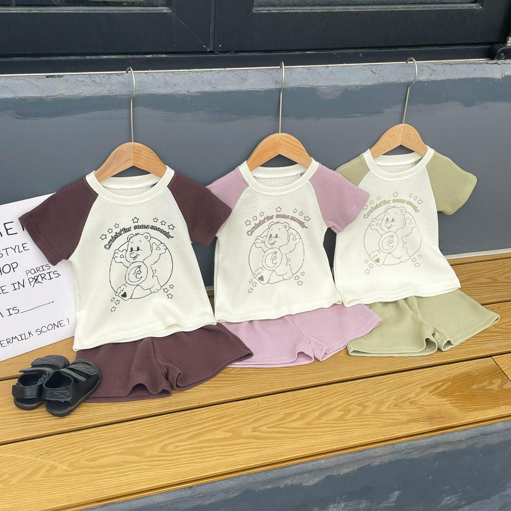 Set Đồ Thể Thao Gồm Áo Thun Tay Ngắn Và Quần Ngắn Họa Tiết Hoạt Hình Thời Trang Mùa Hè Cho Bé