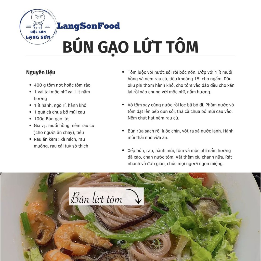 Bún Gạo Lứt Giảm Cân Eat Clean Ăn Kiêng LangSonFood Làm Từ 100% Gạo Lứt Gói 500g