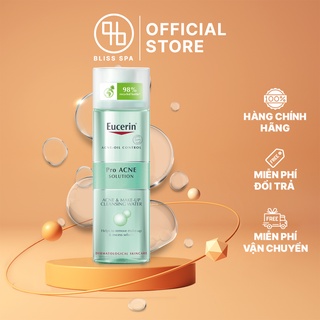 Nước tẩy trang không cồn dành cho da nhờn mụn eucerin pro acne solution acne & make up cleansing water 200ml - bliss spa