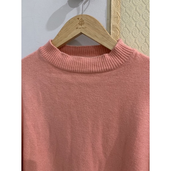 Áo len hàn cổ 3 phân màu hồng cam 2hand