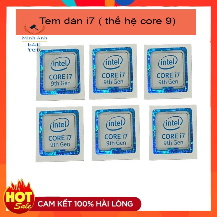 tem nhãn dán core i7 gen 9 ( thế hệ core 9 ) - màu trắng xanh