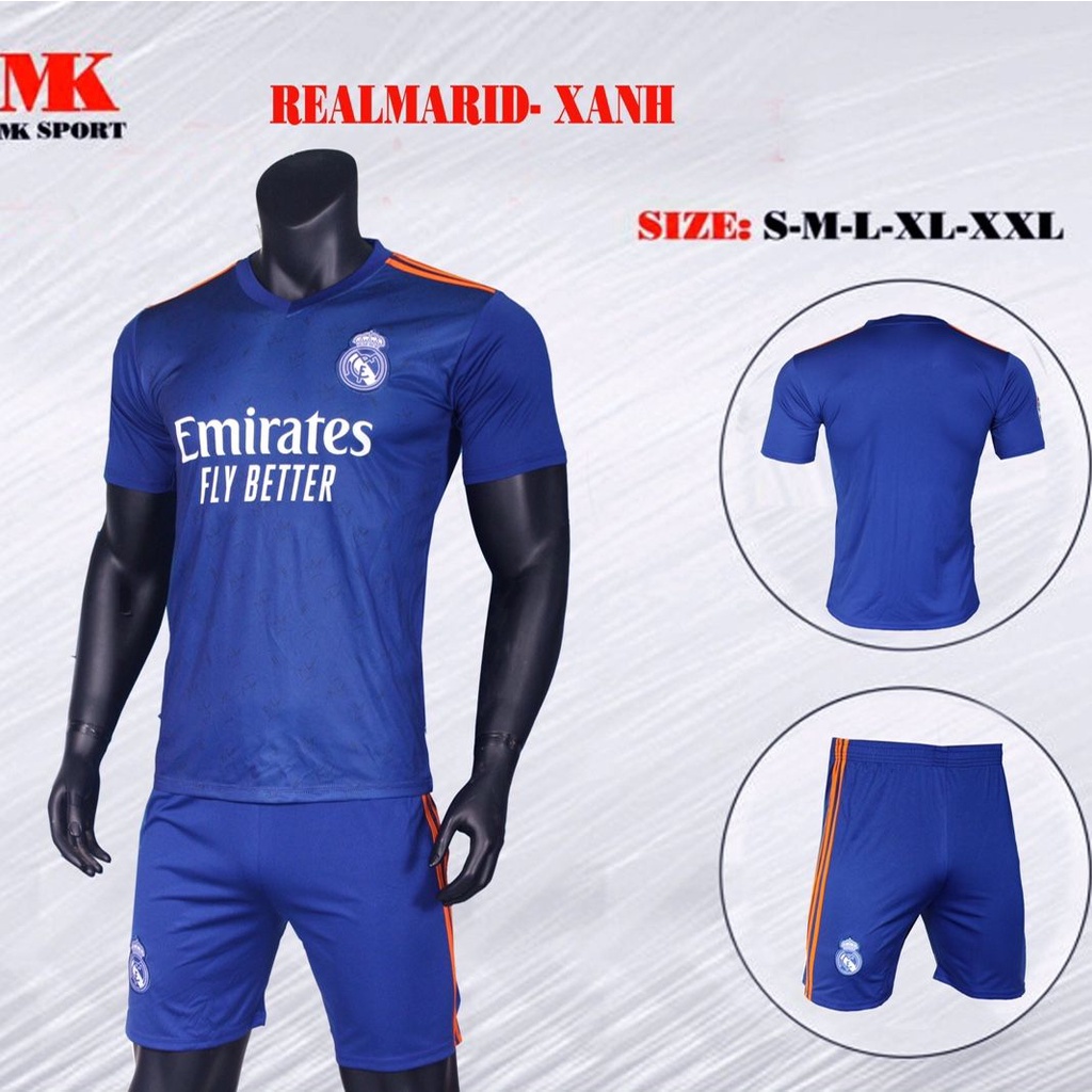 Áo đá bóng CLB Real mới nhất 2021-2022, áo đá banh, đồ đá banh thun lạnh cao cấp chuẩn thi đấu, áo đá bóng nam
