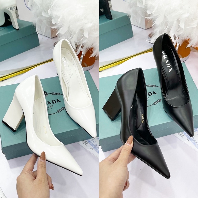 Giày cao gót prada gót dẹt fullbox