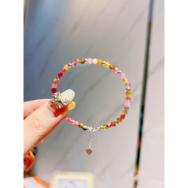 Lắc bạc đeo tay tourmaline xinh xắn