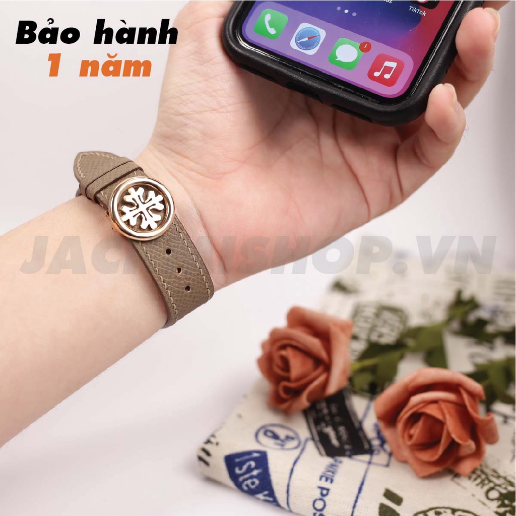 [BẢO HÀNH 1 NĂM] Dây Da EPSOM Nâu Tây Khoá Patek cho Apple Watch series 7/6/5/4/3/2/1