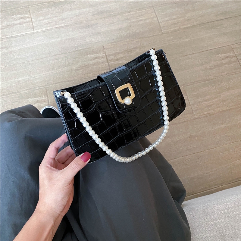 IELGY Túi đeo vai có đính ngọc trai phong cách retro cổ điển thời trang cho nữ