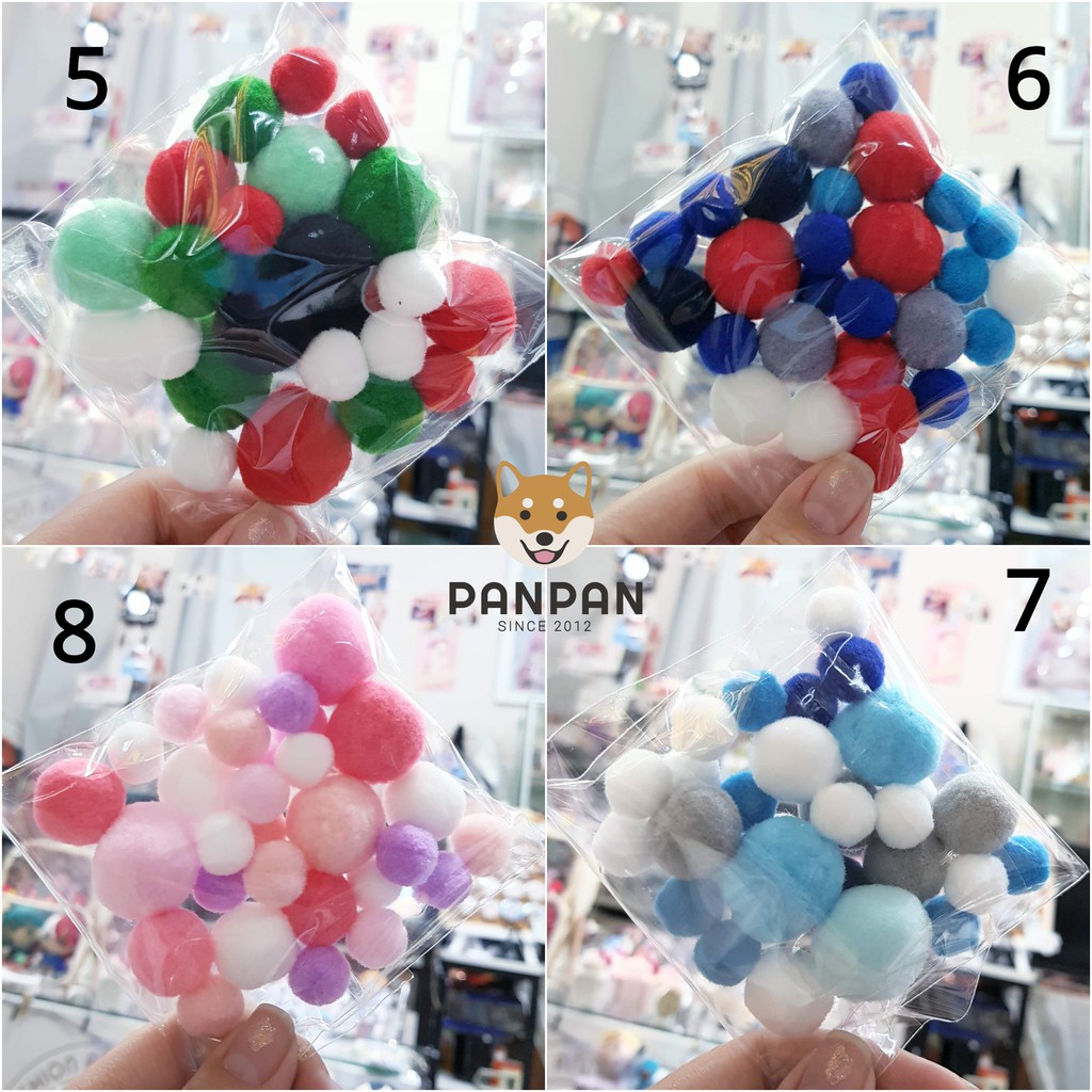 Hạt bông Pompom Nhiều Bảng Màu (Phụ kiện itabag)