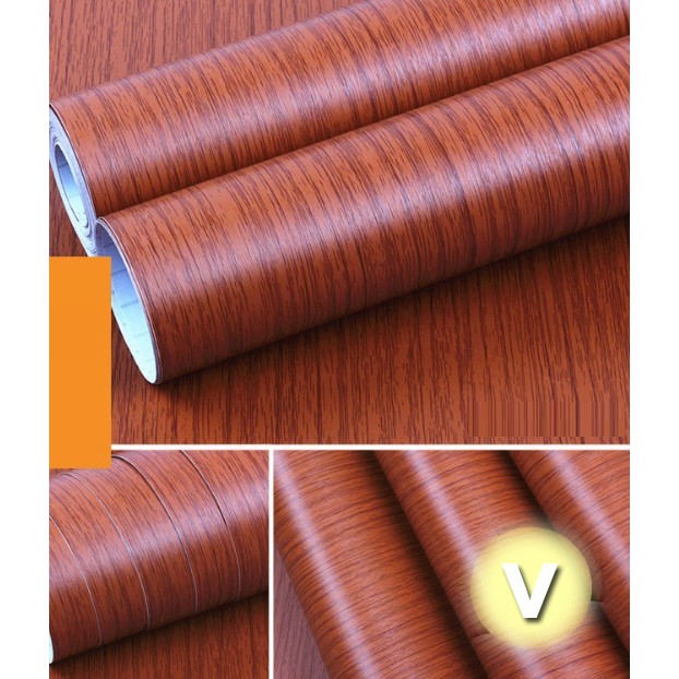 Xả 10m Giấy dán tường giả gỗ  có sẵn keo khổ rộng 45cm