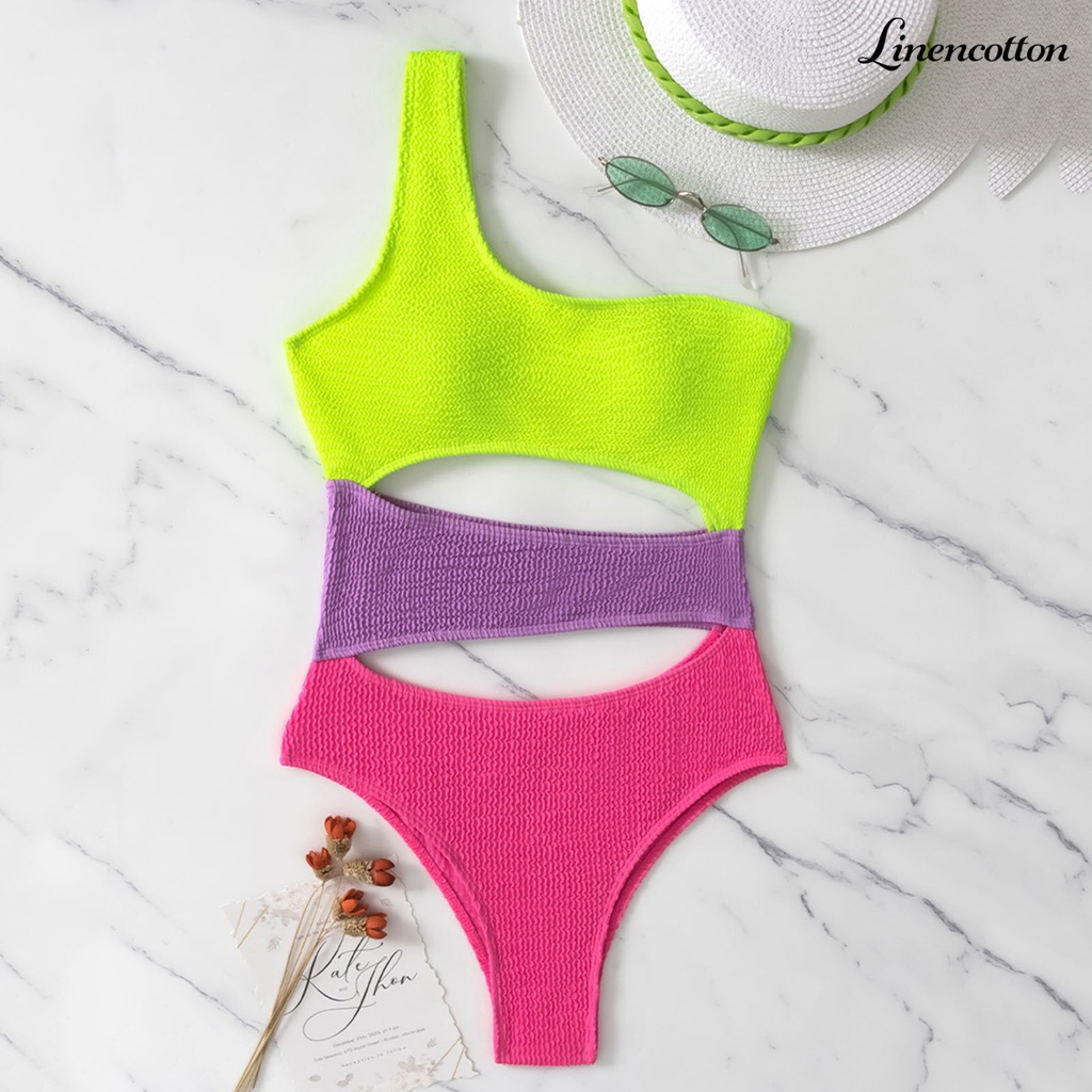 Bộ Bikini Một Mảnh Phối Màu Tương Phản Thời Trang Quyến Rũ Cho Nữ