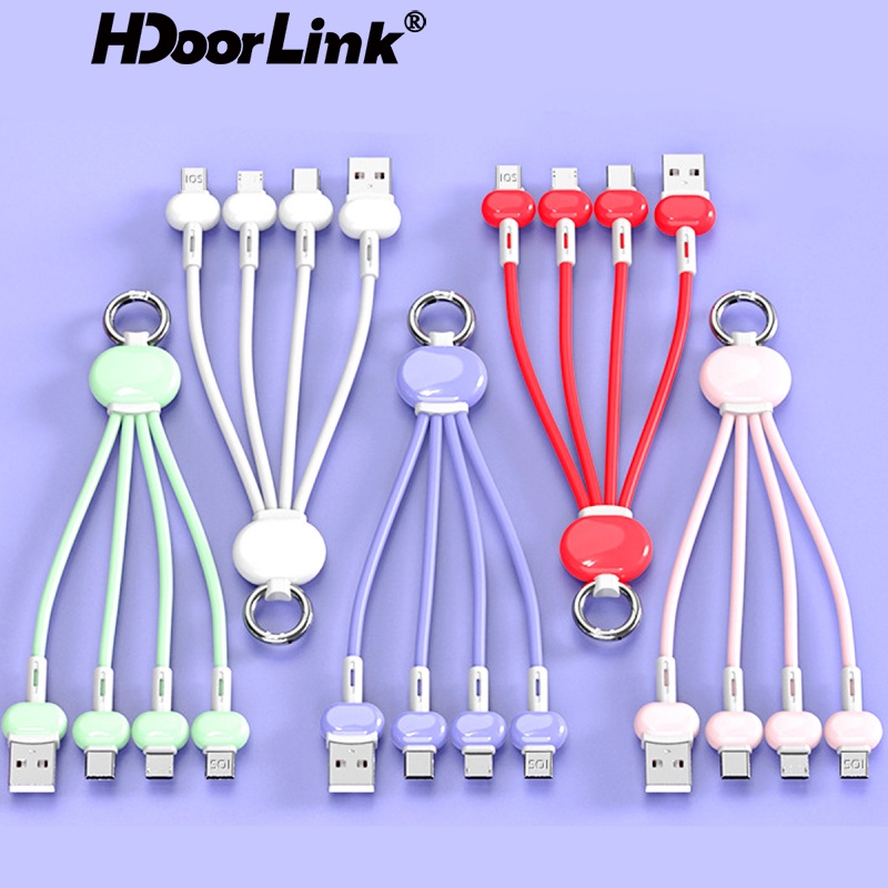 Cáp sạc nhanh Hdoorlink 3 trong 1 type-c dạng móc khóa tiện dụng thích hợp cho Samsung Android