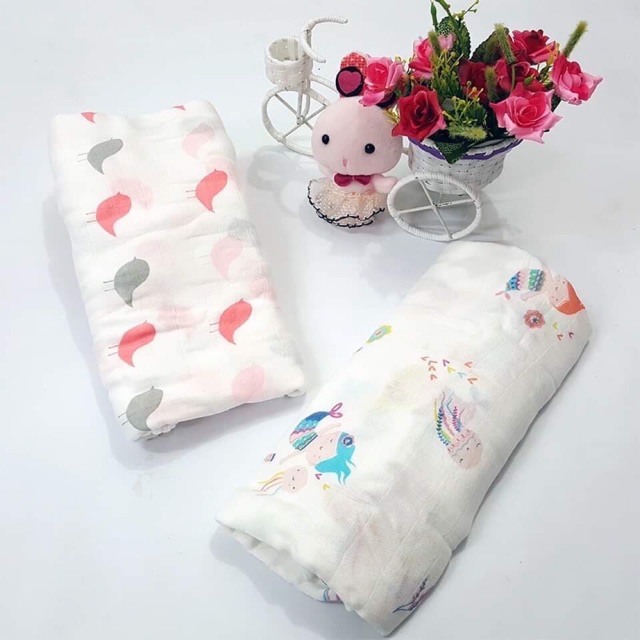 [Chọn Mẫu] Khăn Tắm Aden 2 Lớp Sợi Tre Cho Bé 110X120Cm