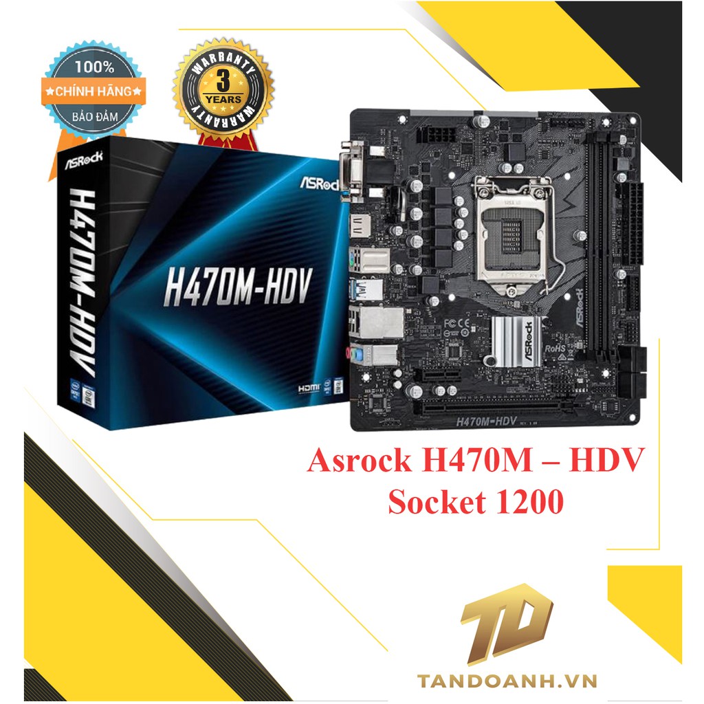 [Mã SKAMA06 giảm 8% đơn 250k]Bo mạch chủ Asrock H470M – HDV – Socket 1200 - CHÍNH HÃNG