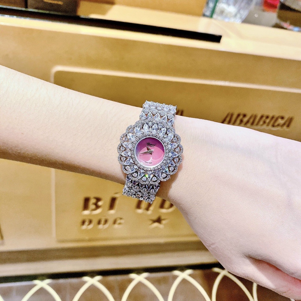 Đồng hồ đeo tay nữ, đồng hồ nữ CHOPARD full box hãng, authentic, đính kim cương nhân tạo siêu cao cấp, cực sang cho nữ