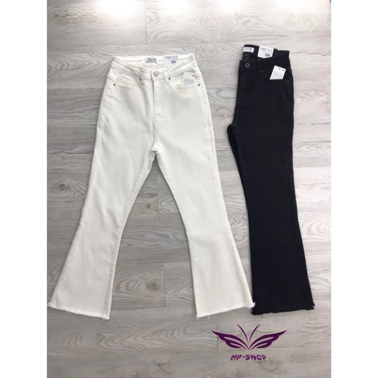 Sale Tết- Quần jeans nữ ống loe 9 tấc tua lai/trắng,đen az1 *