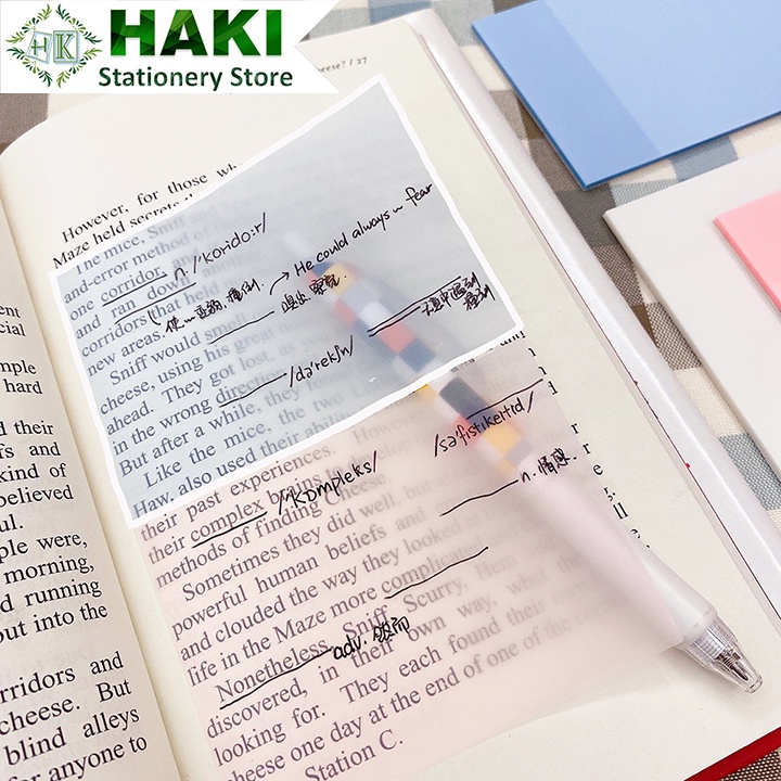 Bộ 50 tờ giấy ghi chú màu trong HAKI chống thấm nước tiện dụng NO3