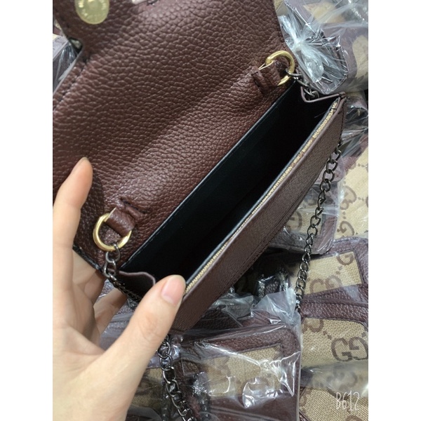 Túi Đeo Chéo Vải Dệt Chữ To Viền Màu Nâu Hàng Đẹp Rẻ