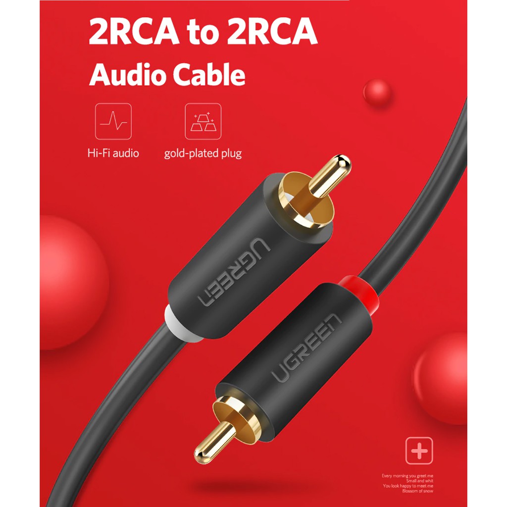 Cáp Âm Thanh Đầu Hoa Sen 2RCA ra 2RCA Cao Cấp UGREEN AV104 - Hàng Chính Hãng