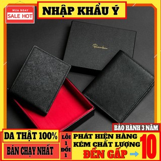 [DA THẬT CAO CẤP] Ví nam/Ví da thật cao cấp da nhỏ gọn hiệu Saffiano Rainbow RBMLW 005