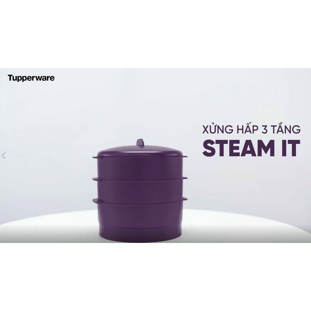 BLACK FRIDAY - KÈM QUÀ !!! Tupperware - Xửng hấp 3 tầng  Steam it Paradise TÍM - XANH ( phiên bản mới )