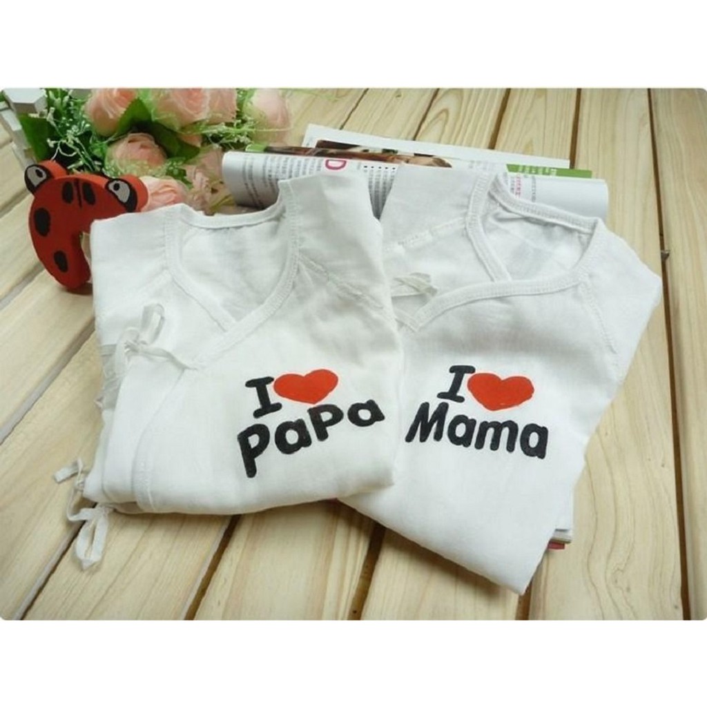 Bộ 2 Áo Liền Quần Vải Xô Love Mama Love Papa