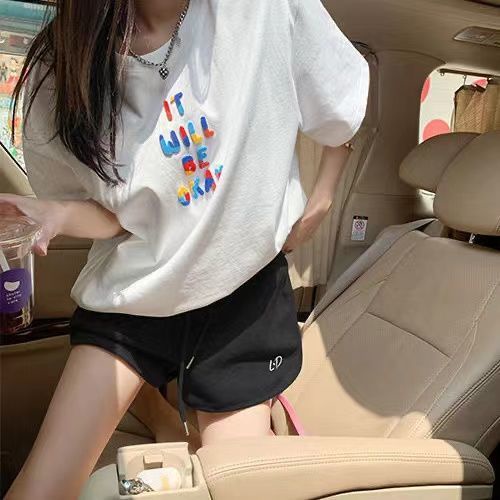 Quần Short Thể Thao Lưng Cao Ống Rộng Thời Trang Mùa Hè Hàn Quốc Hàng Mới Dành Cho Nữ