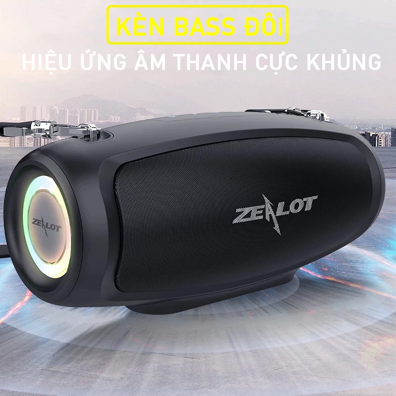Loa bluetooth kèn Bass đôi cực mạnh hãng Zealot S37L hỗ trợ thẻ nhớ, USB - BH 12 tháng - 1 đổi 1