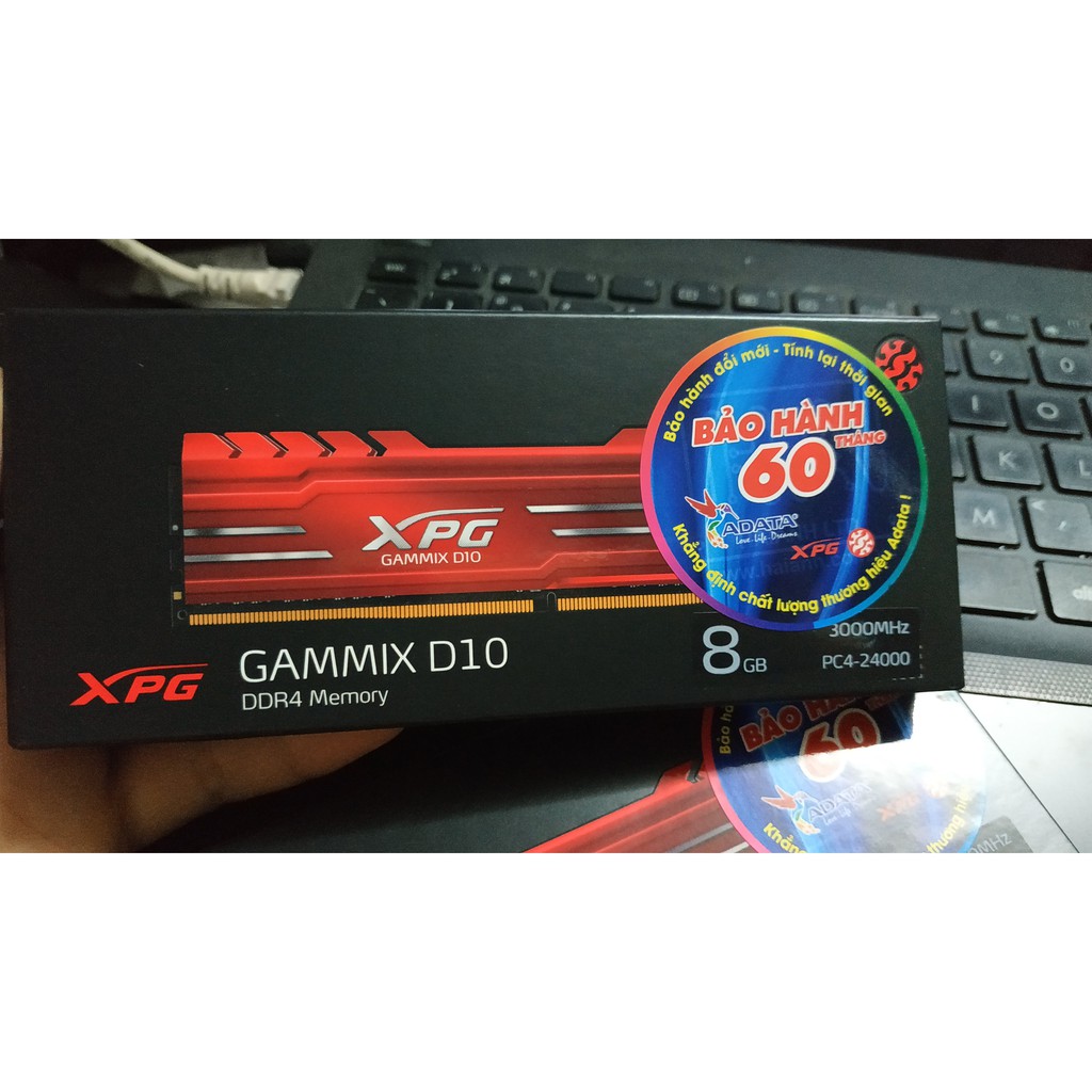 [Mã ELMS4 giảm 7% đơn 500K] RAM ADATA XPG Gammix D10 DDR4 8GB bus 3000Mhz tản nhiệt đỏ BH 5 năm chính hãng