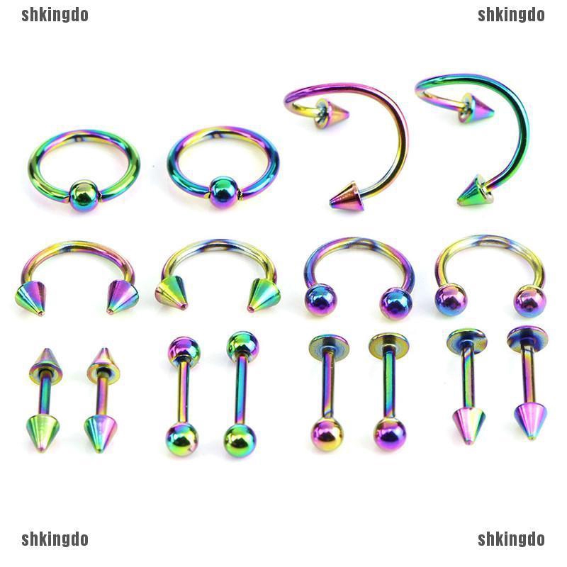 Bộ 16 khuyên đeo cơ thể bằng thép không gỉ cá tính quyến rũ